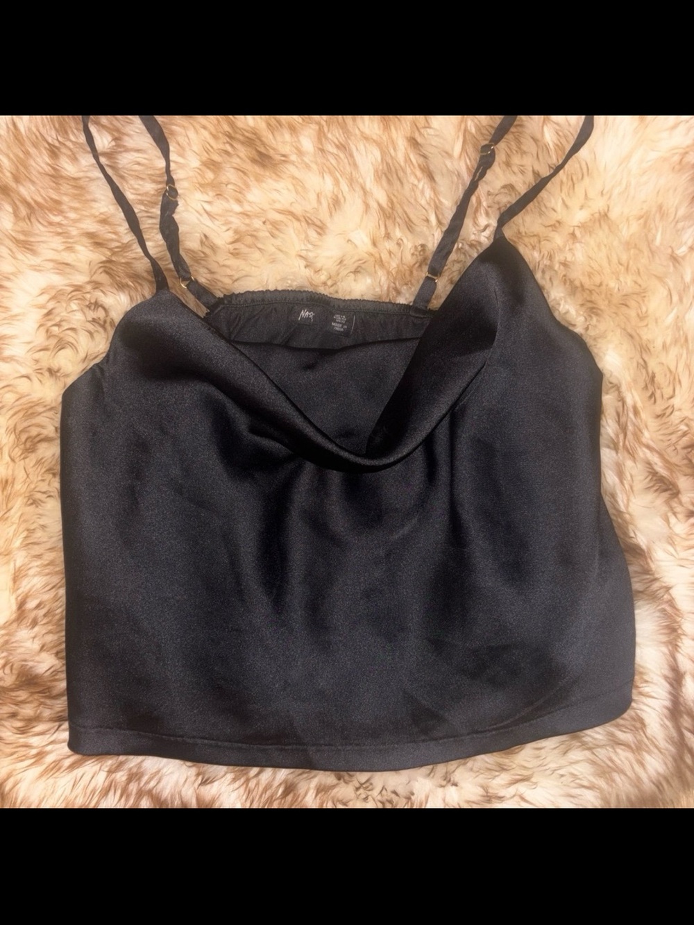 Nasty Gal Black Satin Draped Cowl Camisole